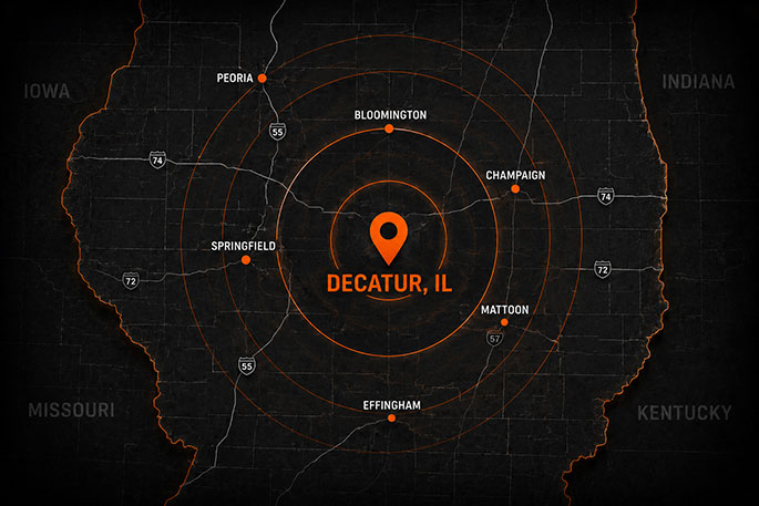 Service area map - Decatur, IL and surrounding communities