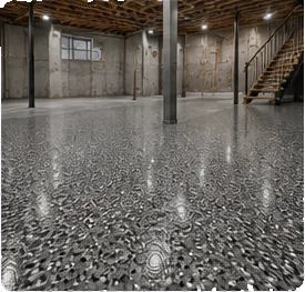Decorative flake broadcast and protective topcoat