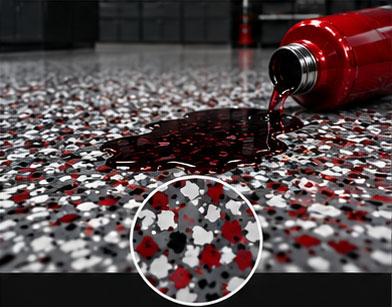 Chemical spill on epoxy flake garage floor