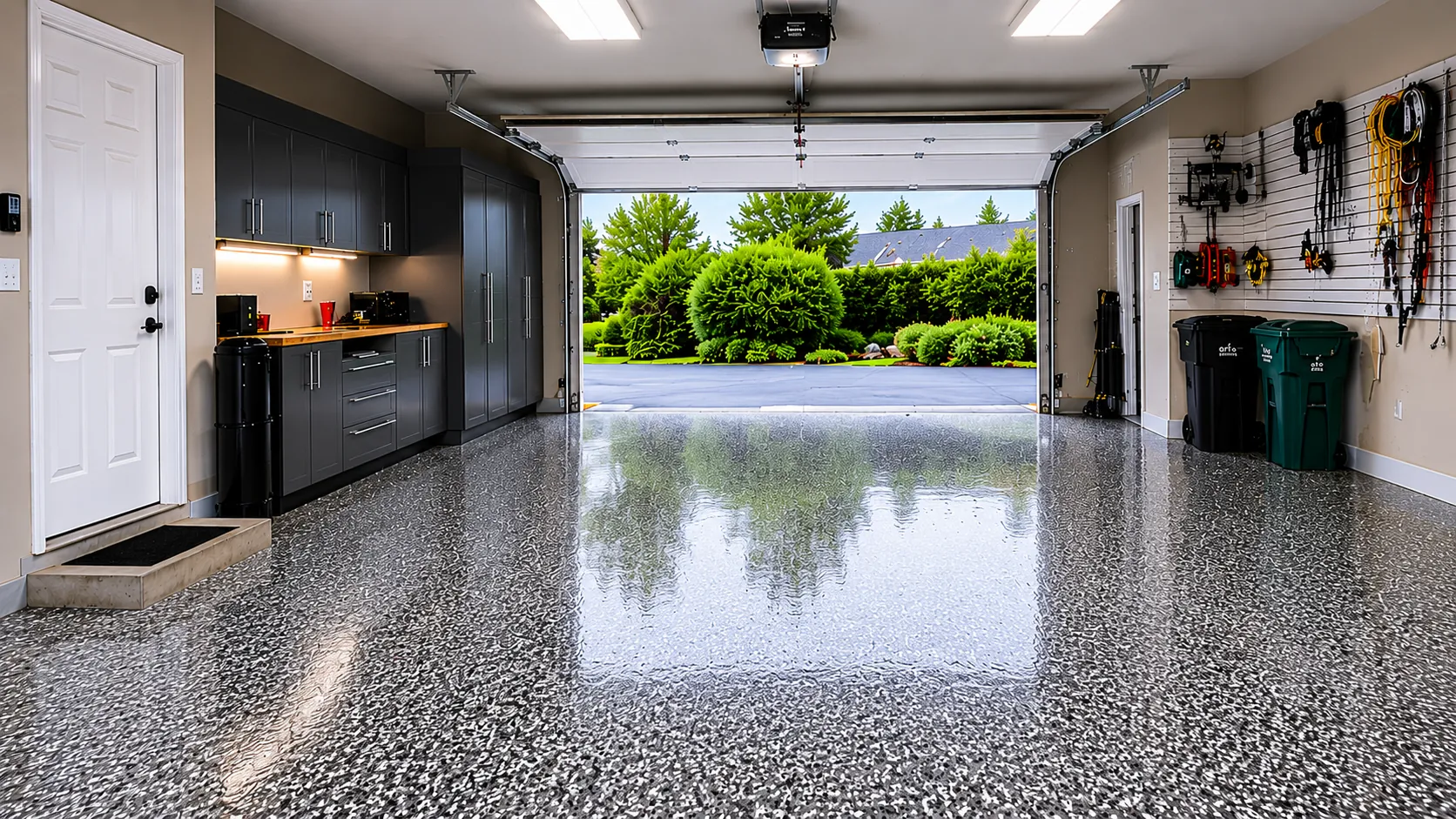 Garage after epoxy floor coating