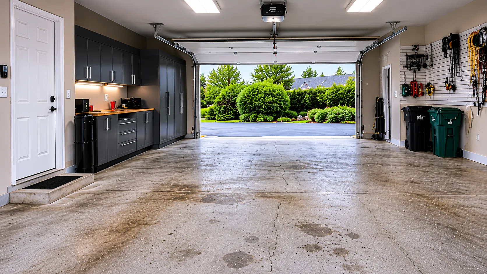 Garage before epoxy floor coating