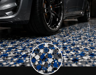 Hot tire on decorative epoxy garage floor
