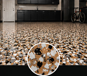 Sandstone decorative flake epoxy garage floor