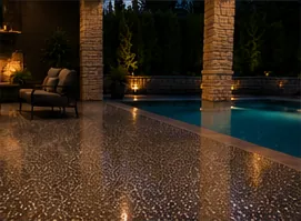 Finished patio with beautiful outdoor epoxy flooring