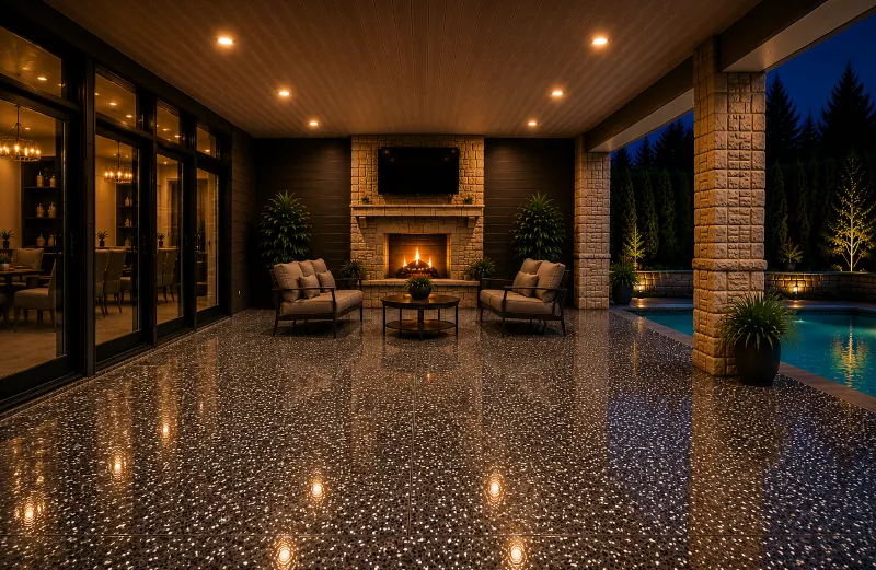 Patio after epoxy flooring transformation