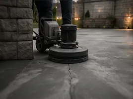 Mechanical grinding and surface preparation for patio epoxy
